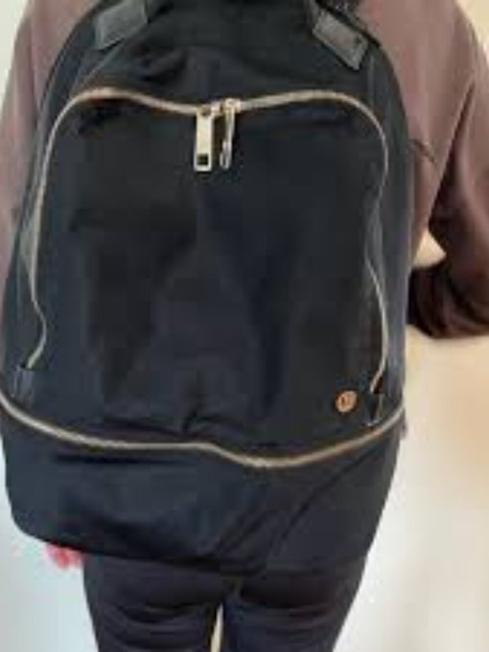 lululemon athletica Black Nylon Backpack with Gold Zippers
